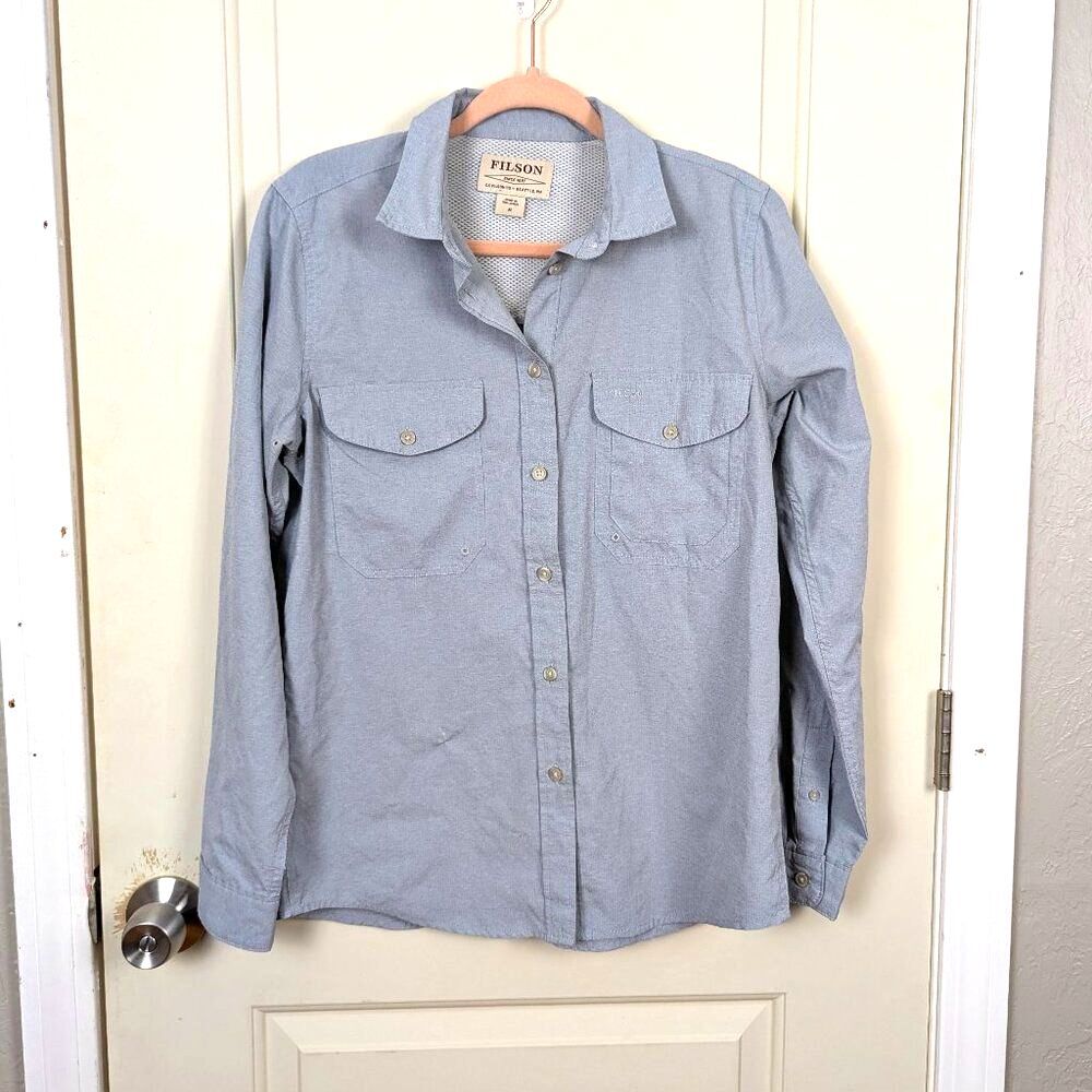 Filson | Gray Long Sleeve Button Down Work Shirt Size Medium